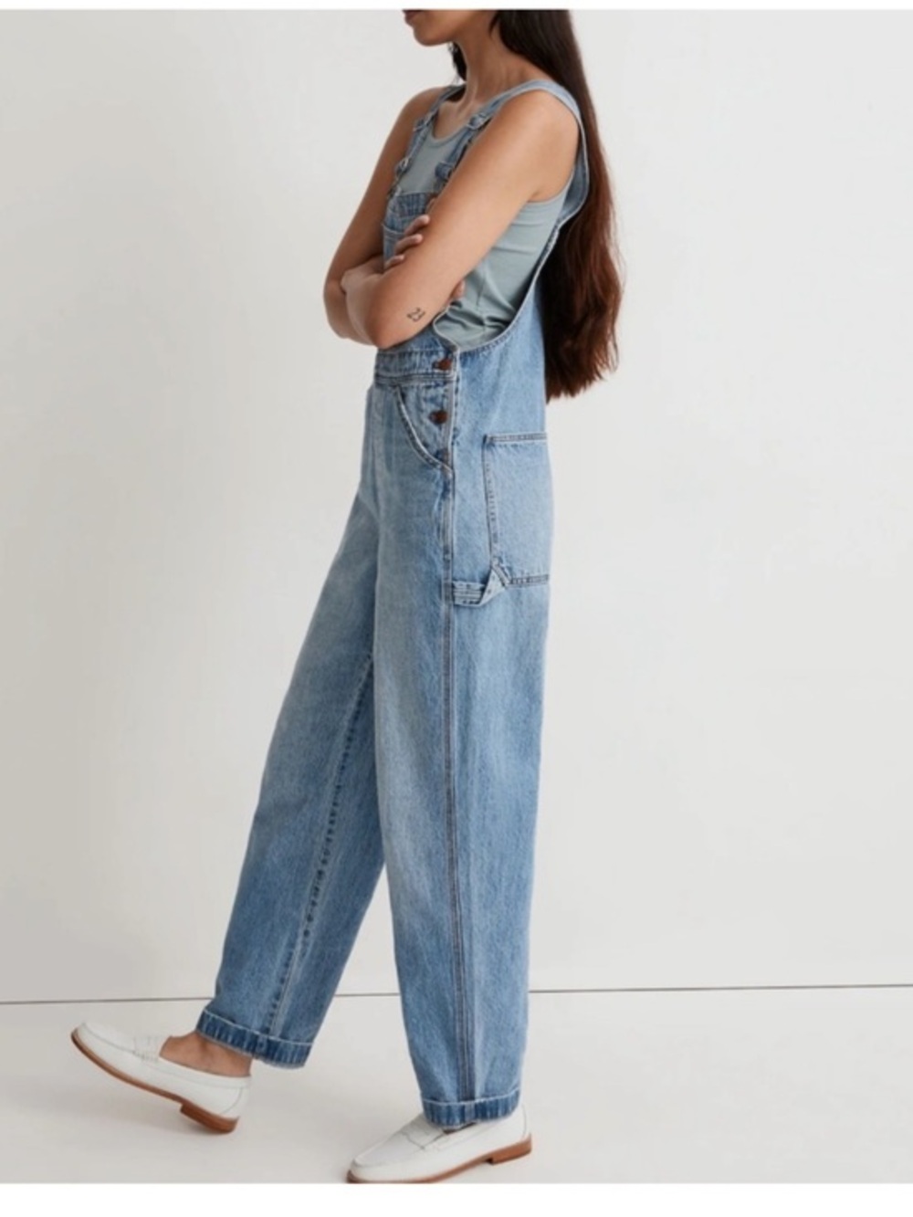 NEW Madewell Denim Oversized Carpenter Overalls Aldott Wash Size Small